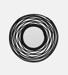 Home Deco and More Kubu Sun Rattan Wall Mirror, Black, Packshot View