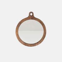 Walnut Wood Round Wall Mirror