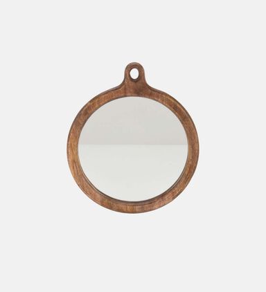 Walnut Wood Round Wall Mirror