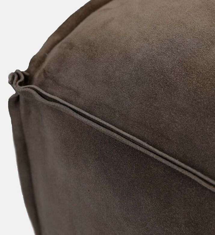 Home Deco and More Elmer Suede Leather Square Pouf, Olive, Packshot View