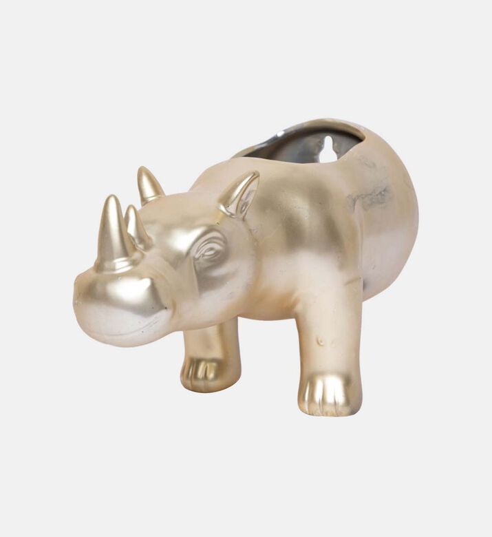 Stoneware Rhinoceros Small Planter 10x21x13.7 Cm