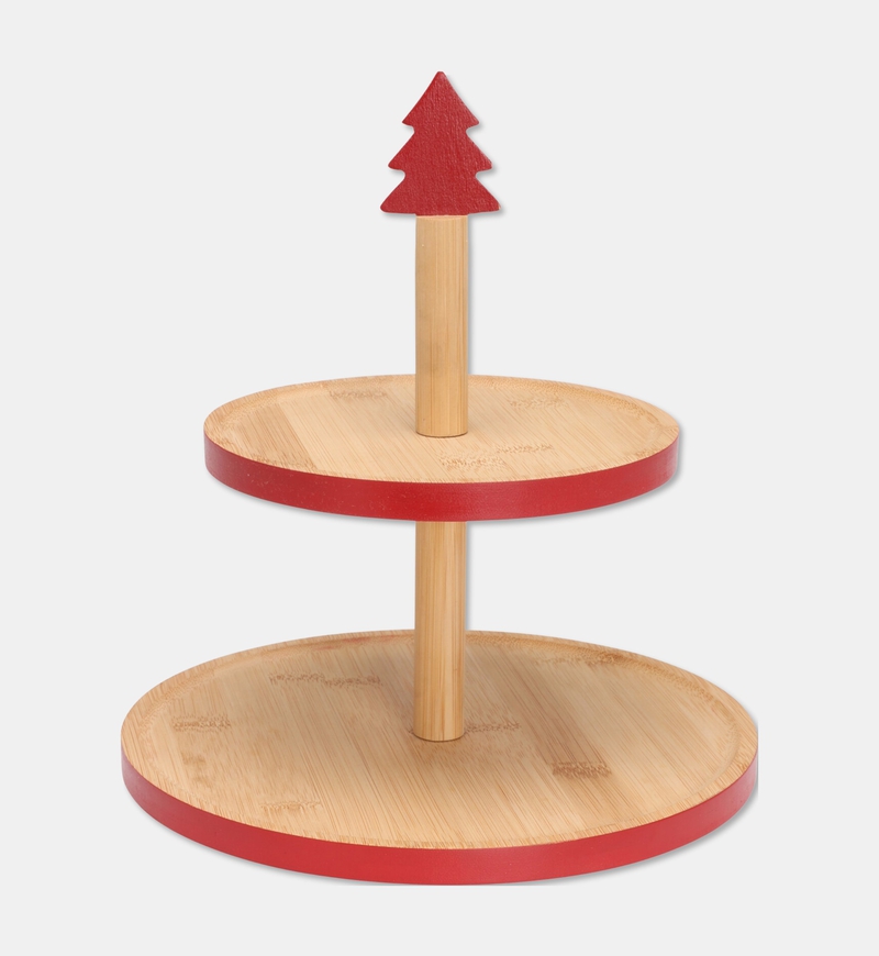 Bamboo Two-tiers Christmas Food Stand