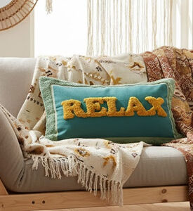 Kersten Relax Inscribed Rectangular Cushion, Packshot View