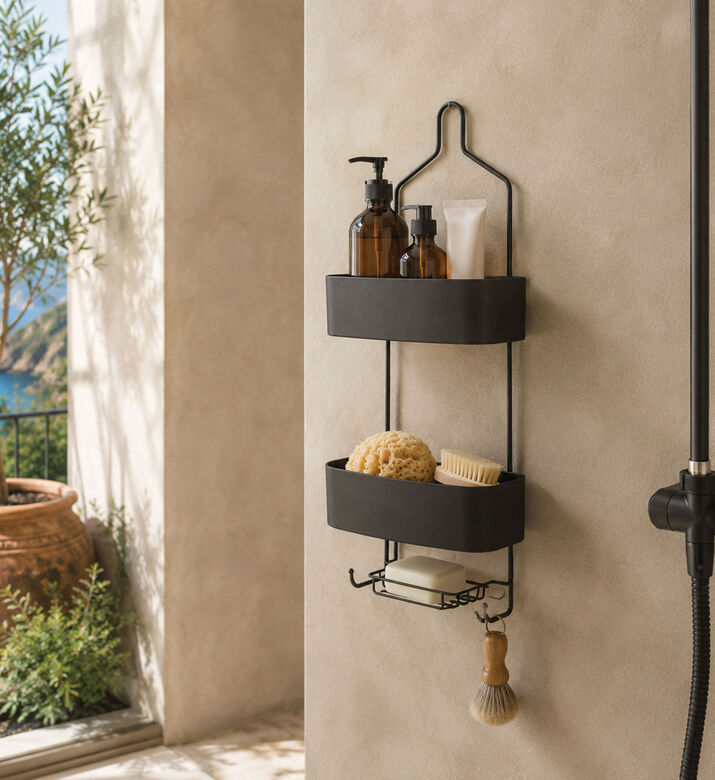 Home Deco and More Iron Bathroom Rack, Black, Packshot View