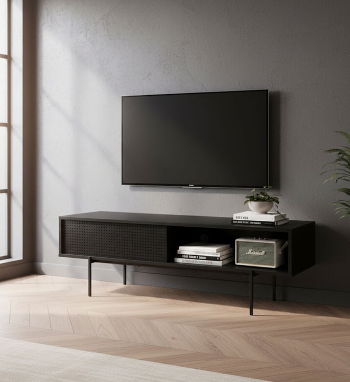 Home Deco and More Angy Tv Unit, Black, Packshot View