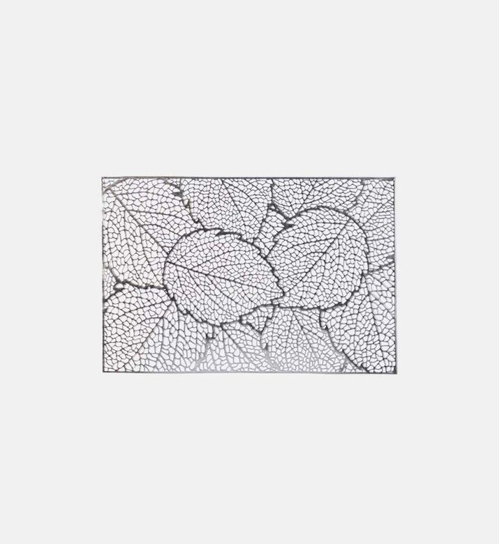 Excellent Houseware Leaf Embellished Pvc Placemat, Silver, Packshot View