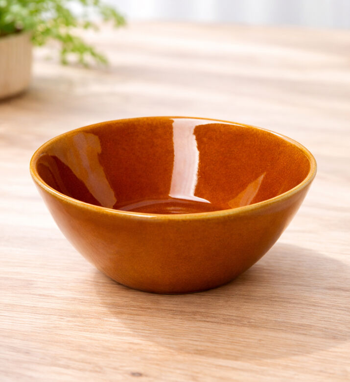 Home Deco and More Classic Ceramic Glossy Bowl, Brown, Packshot View