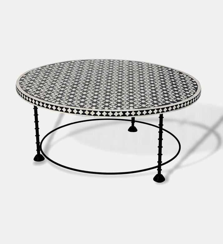 Home Deco and More Chess Round Iron Coffee Table, Packshot View