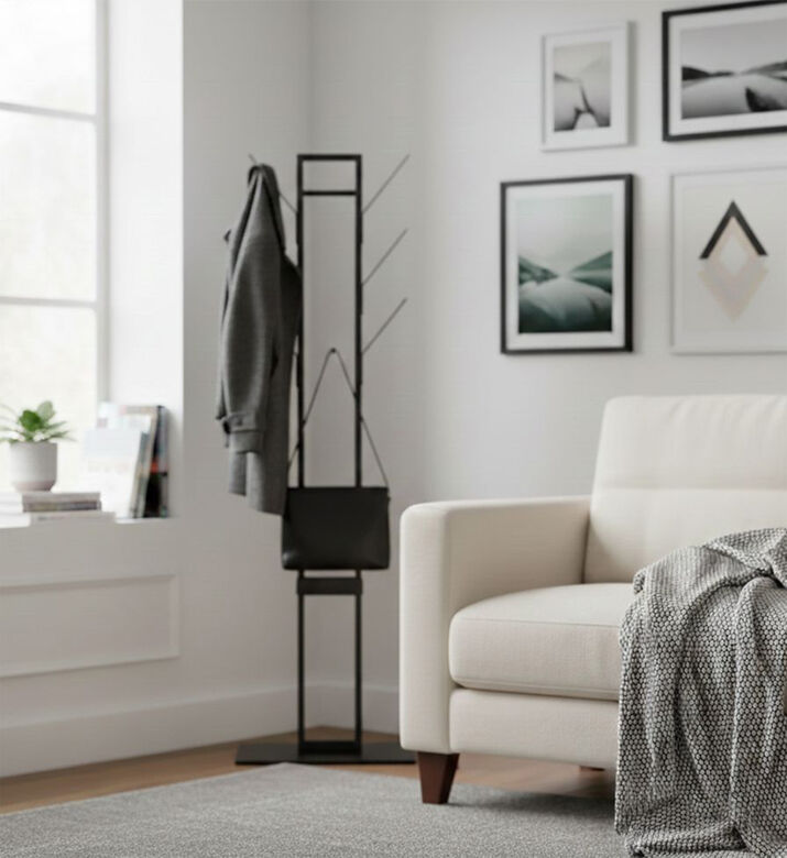 Home Deco and More Winson Double Coat Hanger, Black, Packshot View