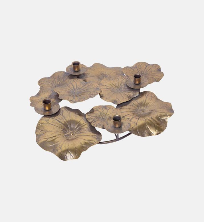 Foglie Gold Metal Candle Holder