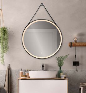 Round Steel Frame Belt Bathroom Mirror