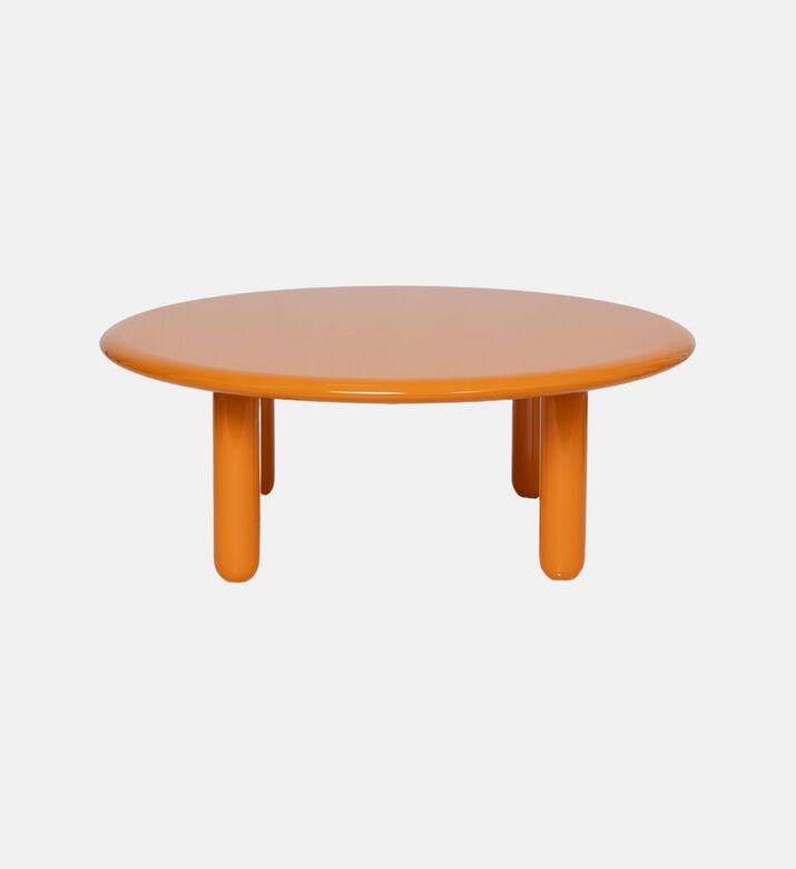 Home Deco and More Glossy Wooden Low Round Table, Orange, 100x36-cm, Packshot View