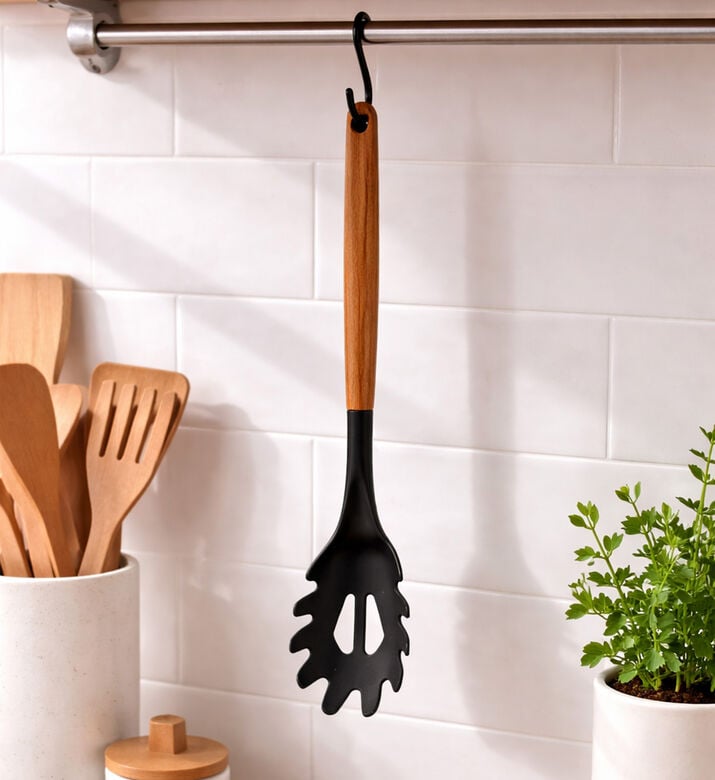Excellent Houseware Pbt Acacia Handle Spaghetti Spoon, Packshot View