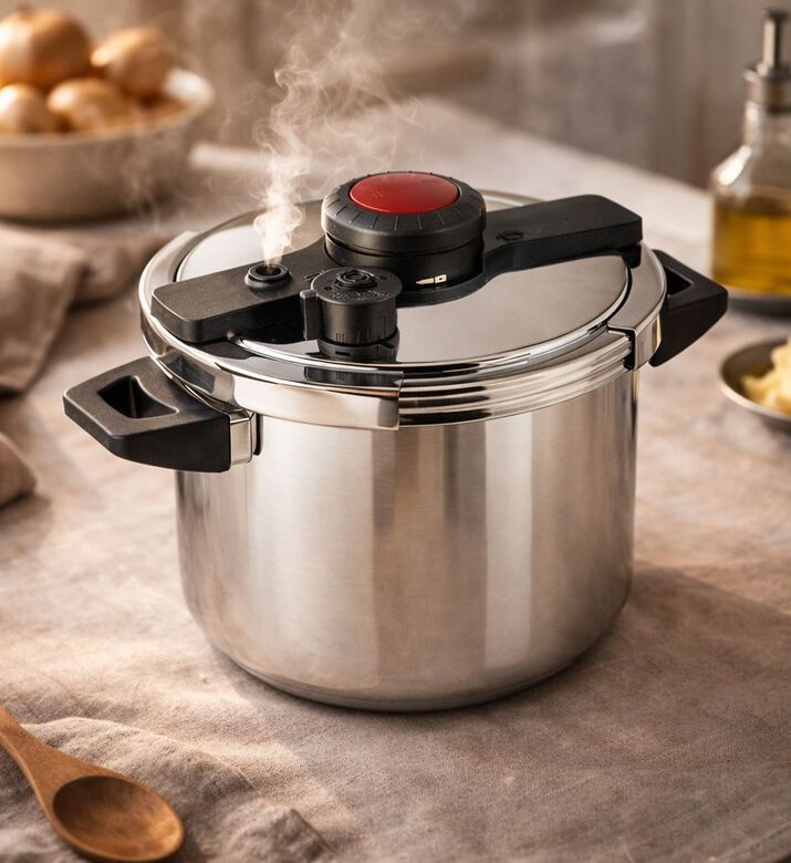 Abril Flores Mil Startwist Pressure Cooker, Silver, 8-l, Packshot View