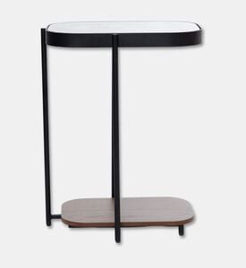 Home Deco and More Glam Wood Top Sofa Side Table, Walnut, 33x47-cm, Packshot View