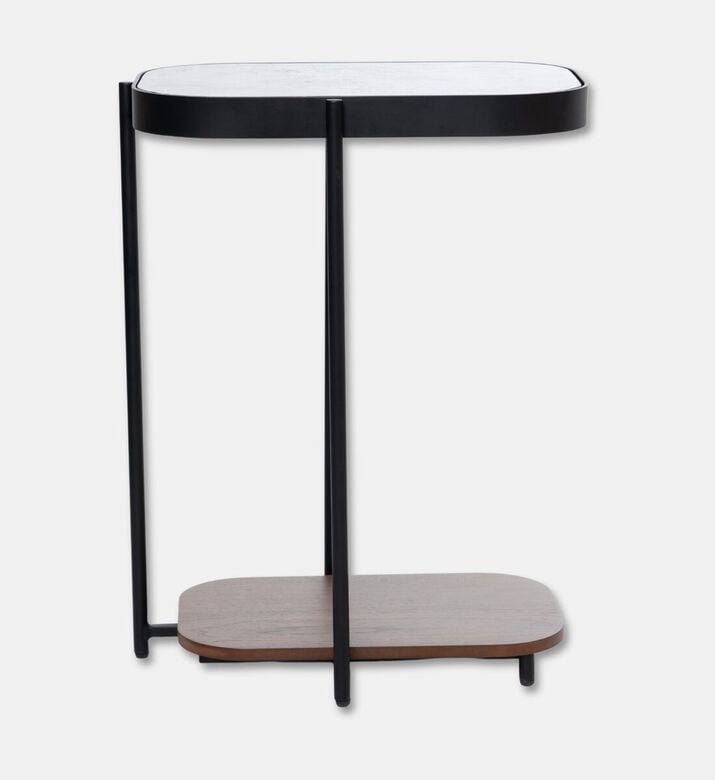 Home Deco and More Glam Wood Top Sofa Side Table, Walnut, 33x47-cm, Packshot View