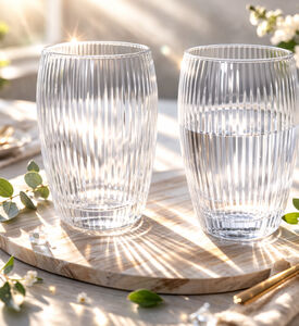 Home Deco and More Double Wall Stripe Clear Glass Mug 2-piece Set - 350ml, Packshot View