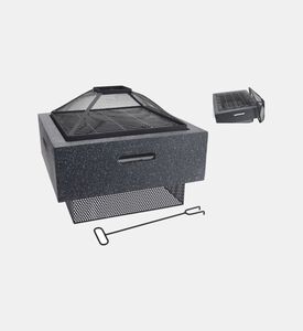 Home Deco and More Mgo Body Square Fire Bowl, Dark-grey, 52.5x52x18-cm, Packshot View