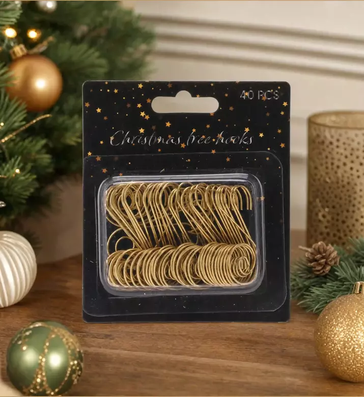 Home Deco and More Gold-finish 40-piece Ornament Hooks, Model View