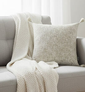 Home Deco and More Carpi Tassel Textured Cushion, Natural, Packshot View