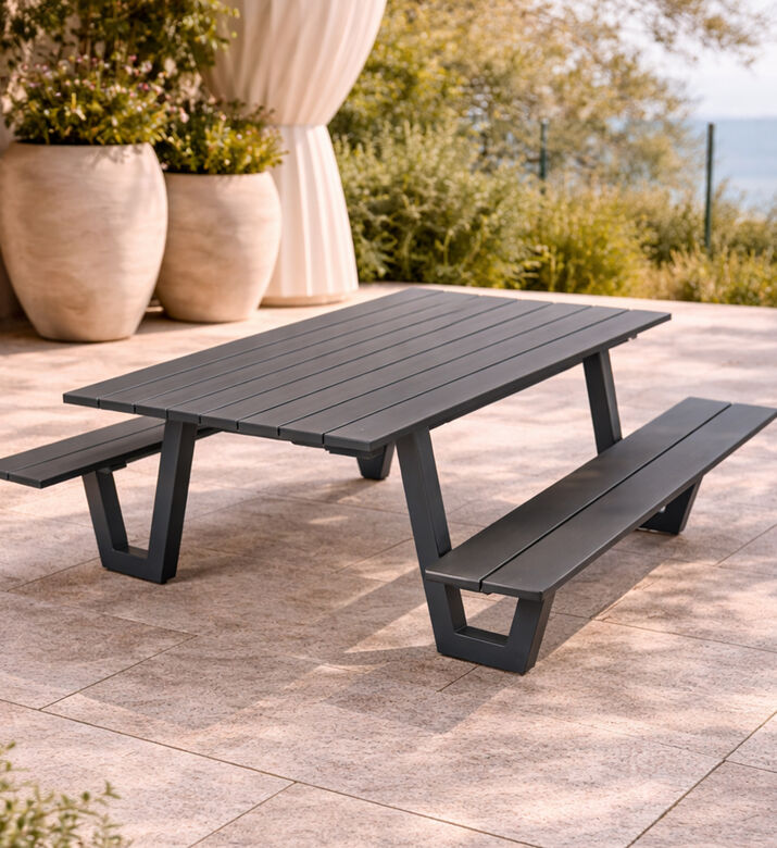 Home Deco and More Lakeside Aluminum Bench Table, Packshot View
