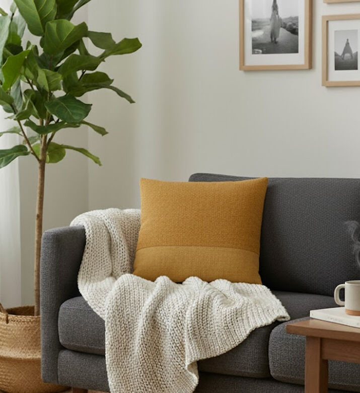 Home Deco and More Mia Knife Edge Linen Cushion, Packshot View