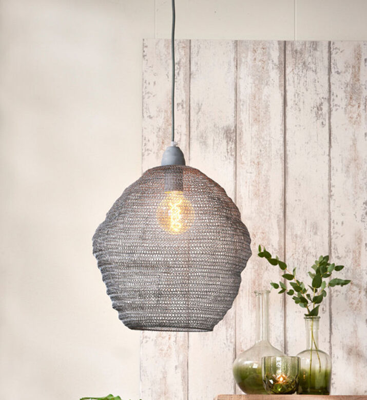 Light and Living Nina Wire Hanging Lamp, Grey, 38-cm, Packshot View