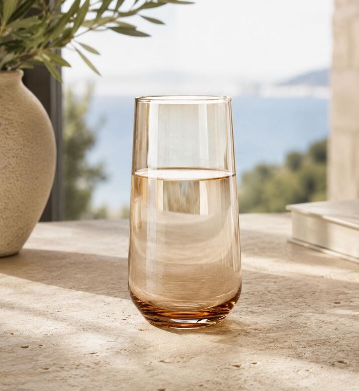 Home Deco and More Amber Translucent Wine Glass, Packshot View