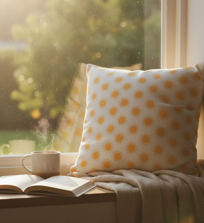 Home Deco and More Cotton Sun-print Cushion, Packshot View Home Deco and More Cotton Sun-print Cushion, Packshot View