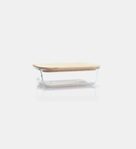 Glass Rectangle Bamboo Lid Container