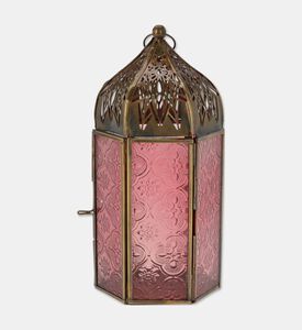 Home Deco and More Glass Cylindrical-shape Lantern, Red, Packshot View