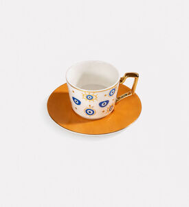 Home Deco and More Porcelain Eye Motif Coffee Cup & Saucer, Packshot View