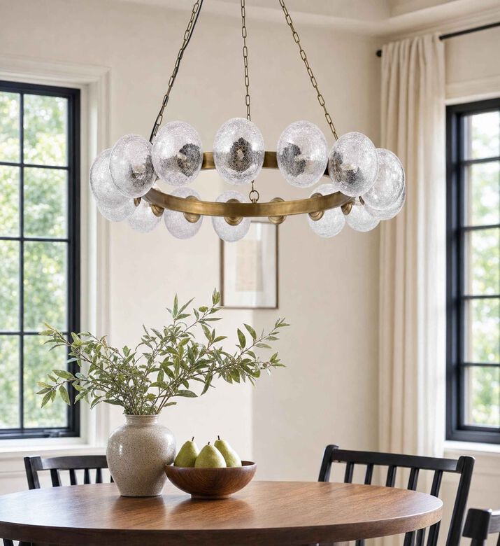 Home Deco and More Round Crackle Ball Chandelier, Model View