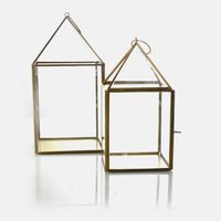 Glass House-shape Lanterns 2-piece Set