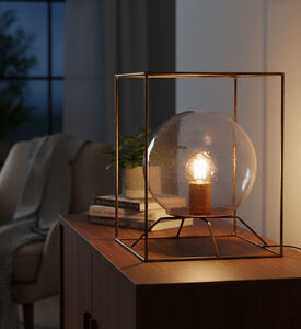 Home Deco and More Iron Gold Cube Globe Table Lamp, Packshot View
