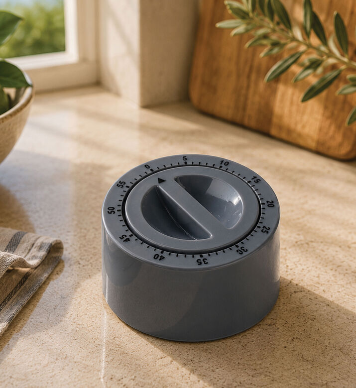 Excellent Houseware Rubber Coating Round Egg Timer, Cream, 7-cm, Packshot View