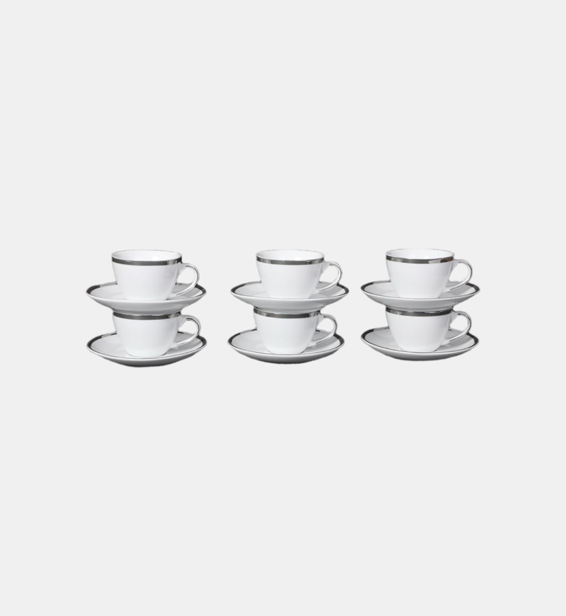 Silver-rimmed Coffee Cup 6-piece Set