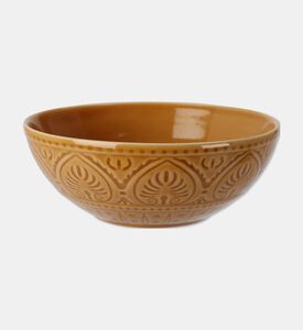 Home Deco and More Forest Green Embossed Leaf Shallow Bowl, Brown, Packshot View