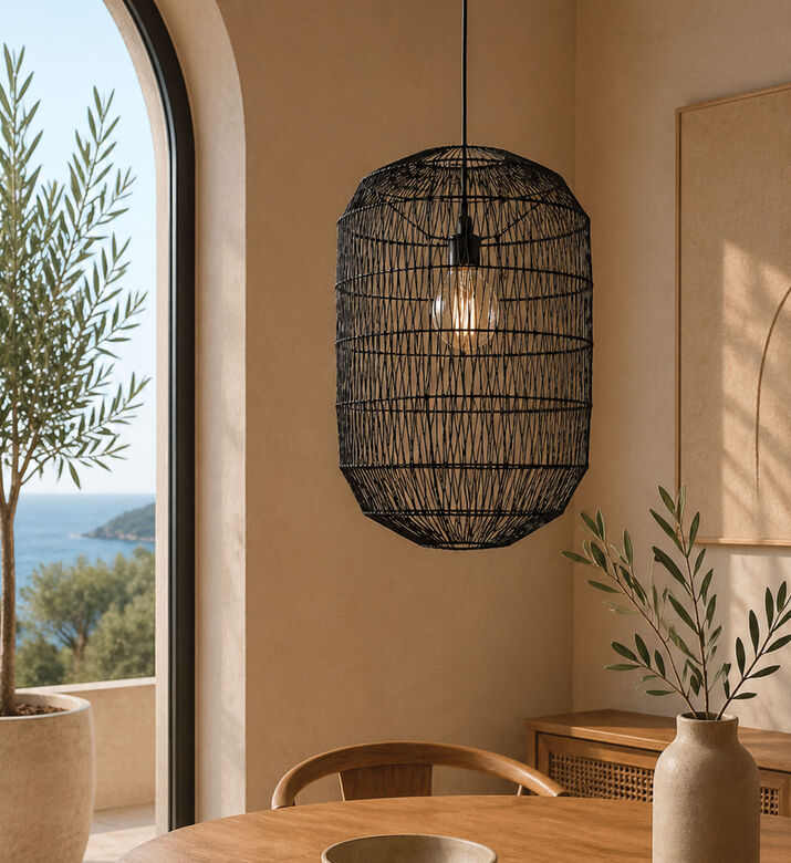Home Deco and More Weving Cylindric Pendant Lamp, Packshot View