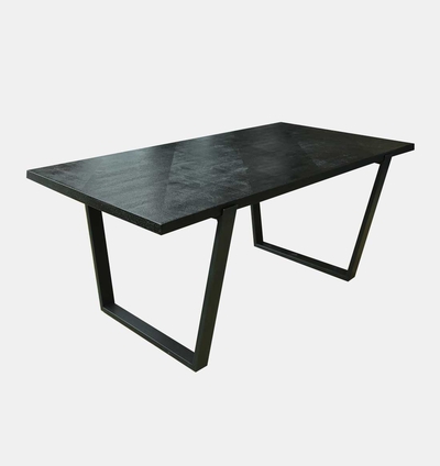 Fishbone Hoop Legs Wooden Dining Table