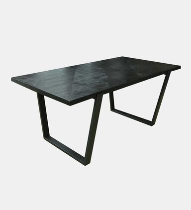 Fishbone Hoop Legs Wooden Dining Table