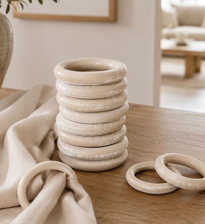 Mobois Pier Wooden Curtain Ring 10-piece Set, Packshot View