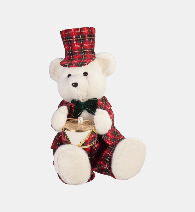 Sitting Christmas Plush Bear Figure
