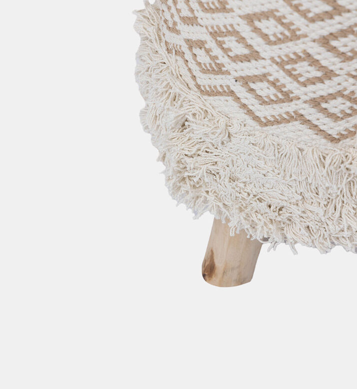 Home Deco and More Mila Cotton Fringes Round Stool, Packshot View