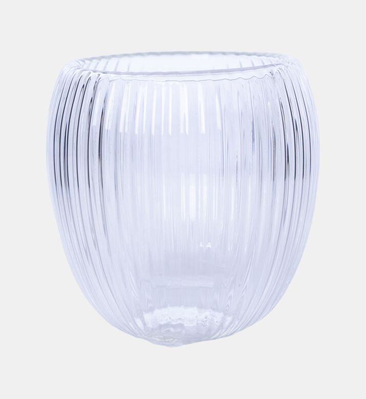 Double Wall Stripe Clear Glass Mug 4-piece Set - 120ml