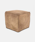 Cuby Suede Leather Square Pouf