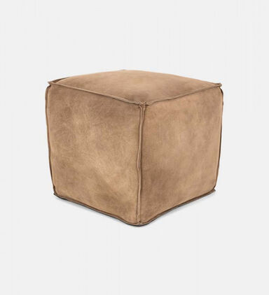 Cuby Suede Leather Square Pouf