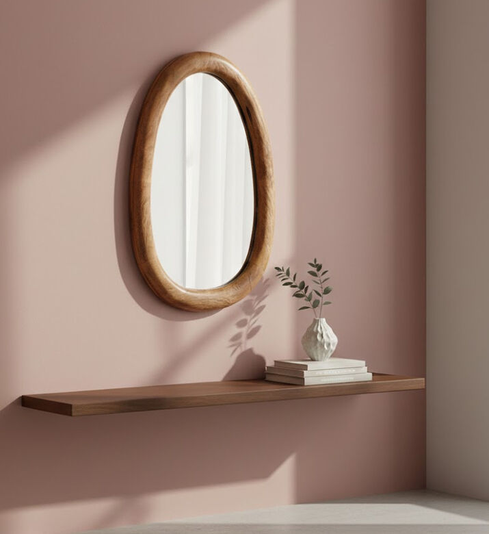 Home Deco and More Mango Wood Organic-shape Mirror, Packshot View