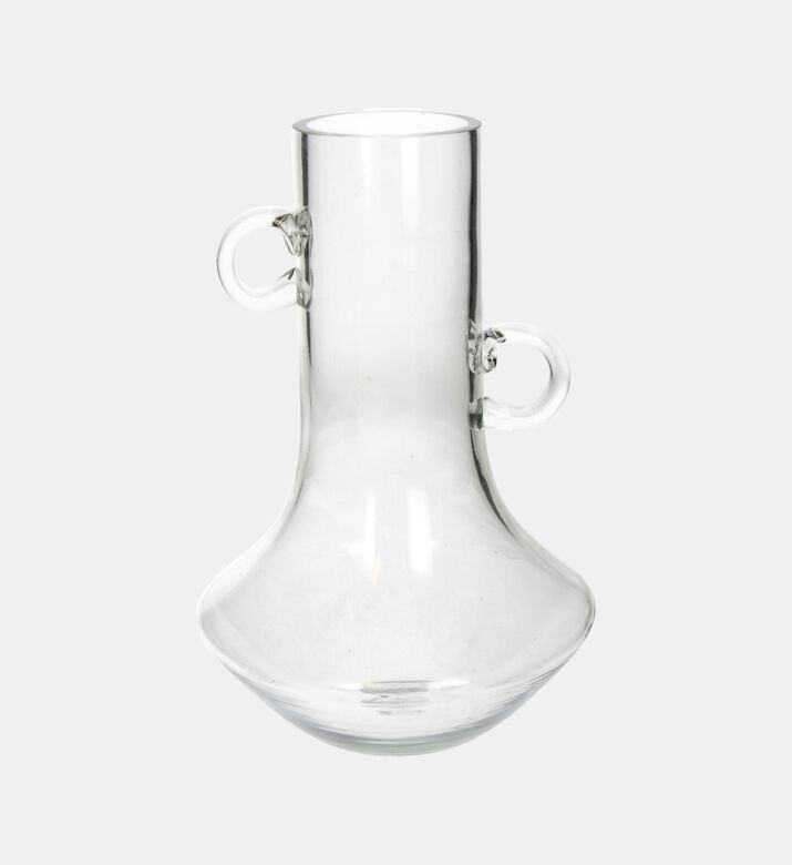 Handled Clear Glass Decorative Vase