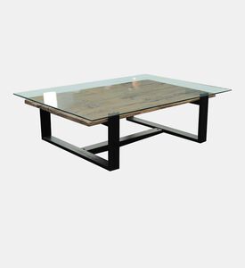Cuba Glass Top Wooden Coffee Table